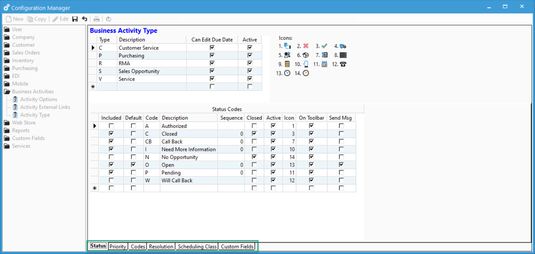 Setting Up And Maintaining Business Activity Types.