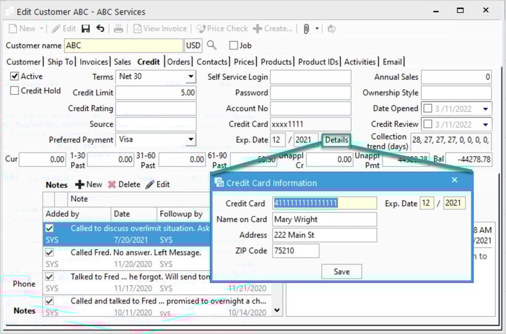 Storing Credit Cards in Acctivate.