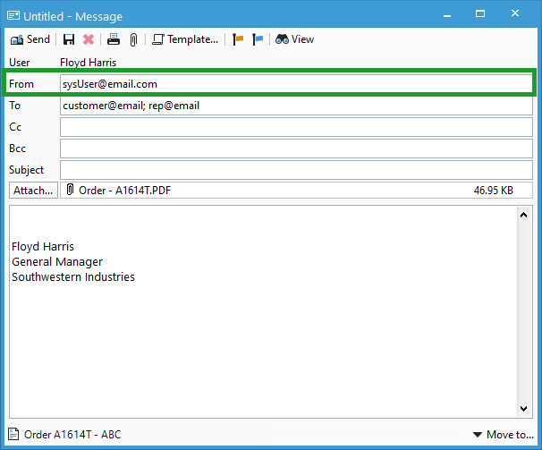 Maskob Email Selecting and Managing the From Email Address in Acctivate