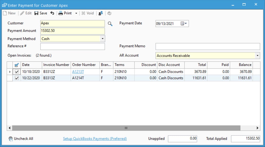 Applying One Payment Across Multiple Invoices.