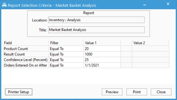 MarketBasketAnalysisSelectionCriteria