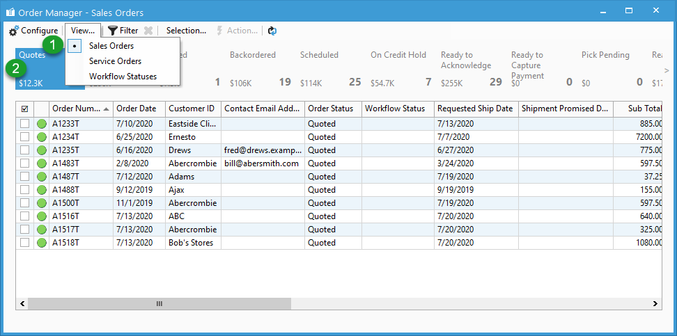 Understanding the interface of Acctivate's Manager windows