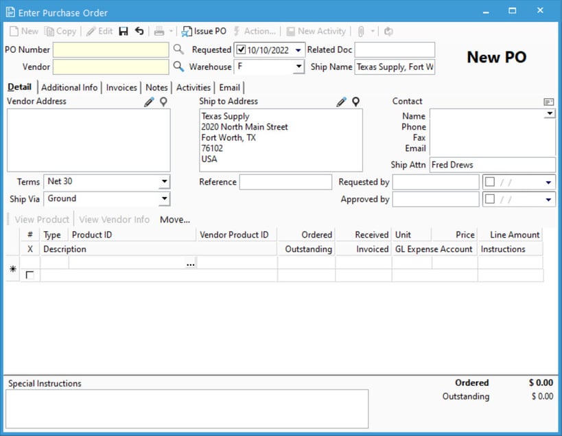 Overview of Acctivate's purchase order functionality.