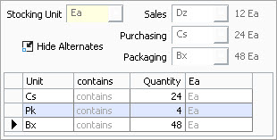 What do the Units of Measure in the Product Edit Window mean?
