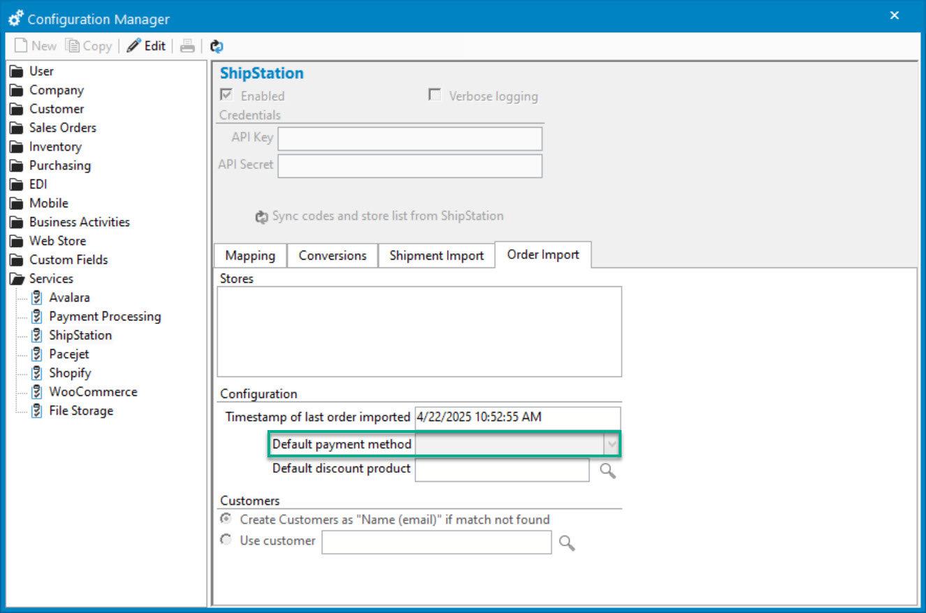 Set a Default Payment Method for ShipStation Order Import