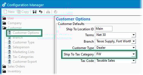 Sales Tax Customer Options