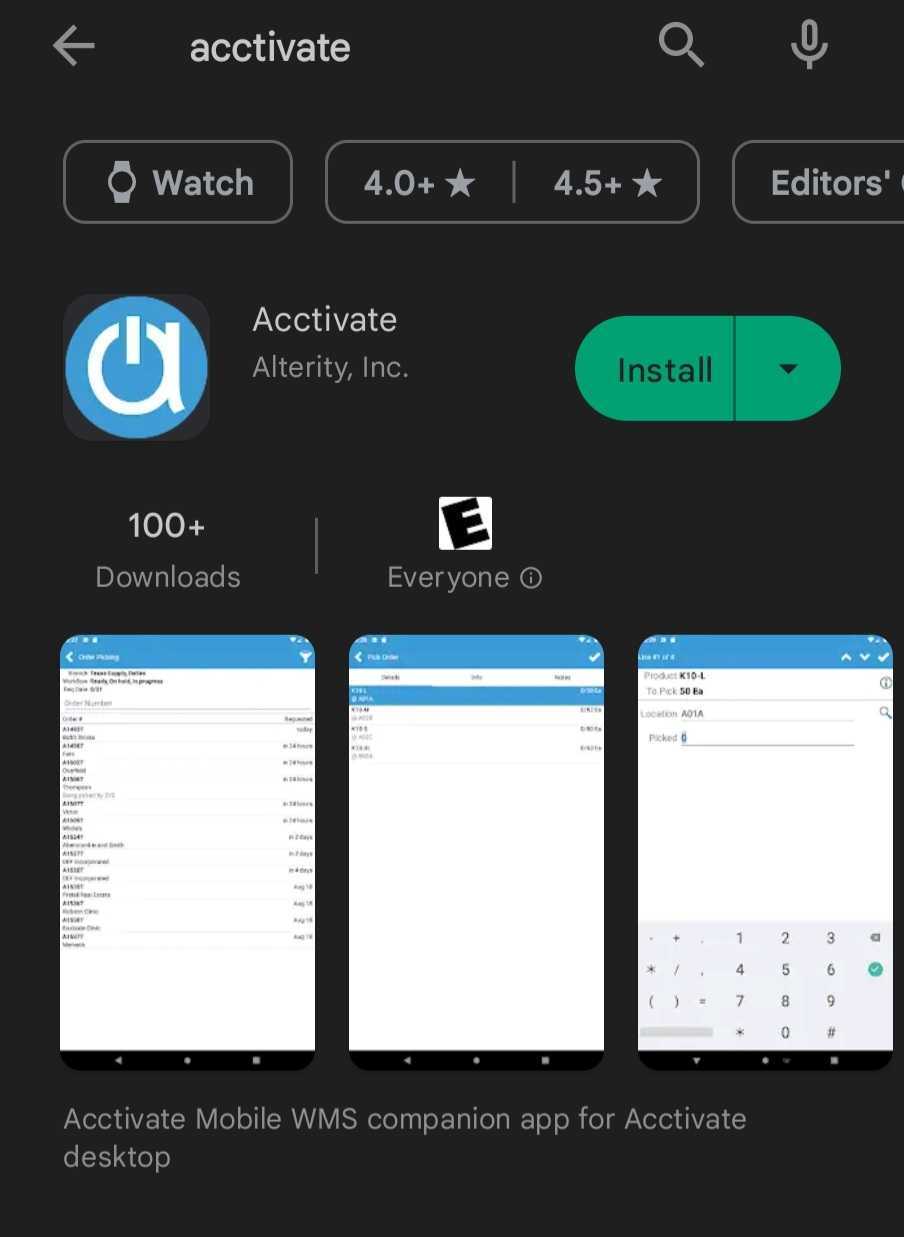 Installing and setting up Acctivate mobile on Android