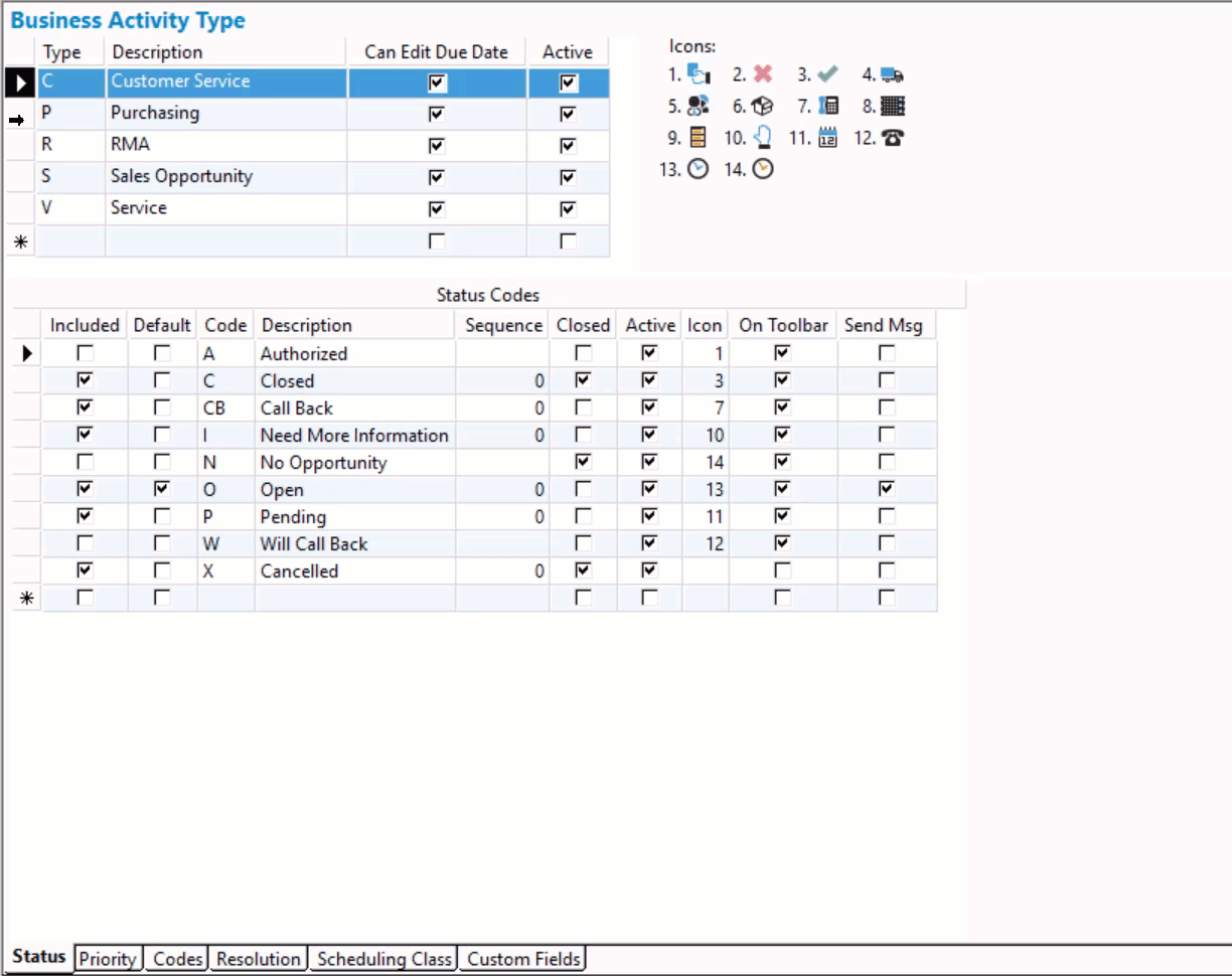 Setting up and Maintaining Business Activity Types.