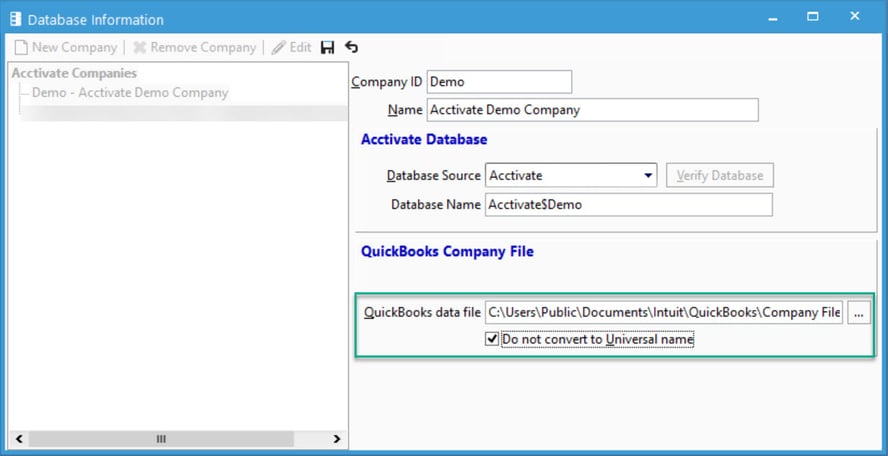 Syncing with QuickBooks Desktop after moving a QuickBooks company file.