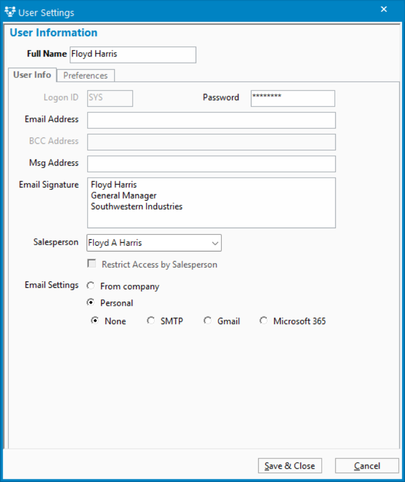 Updating User Info & Preferences
