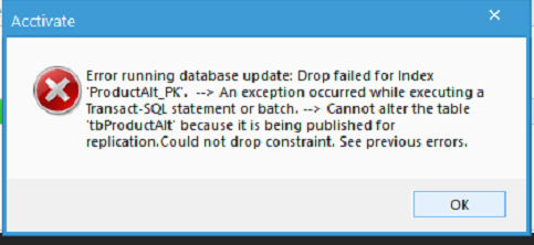 Cannot alter the table because it is being published for replication ...