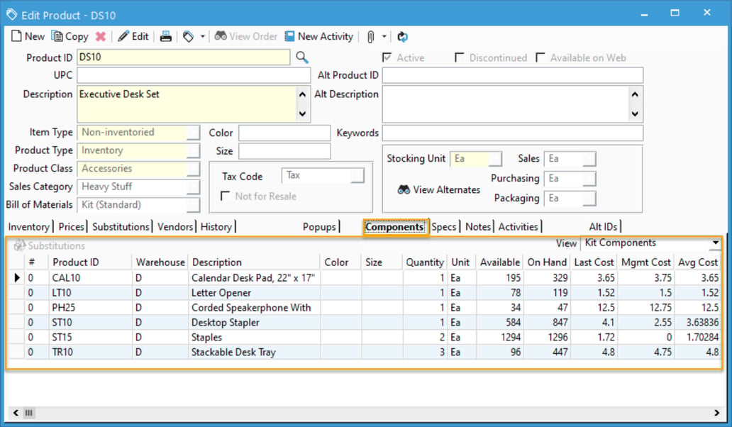 Commonly accessed database views for Product Information