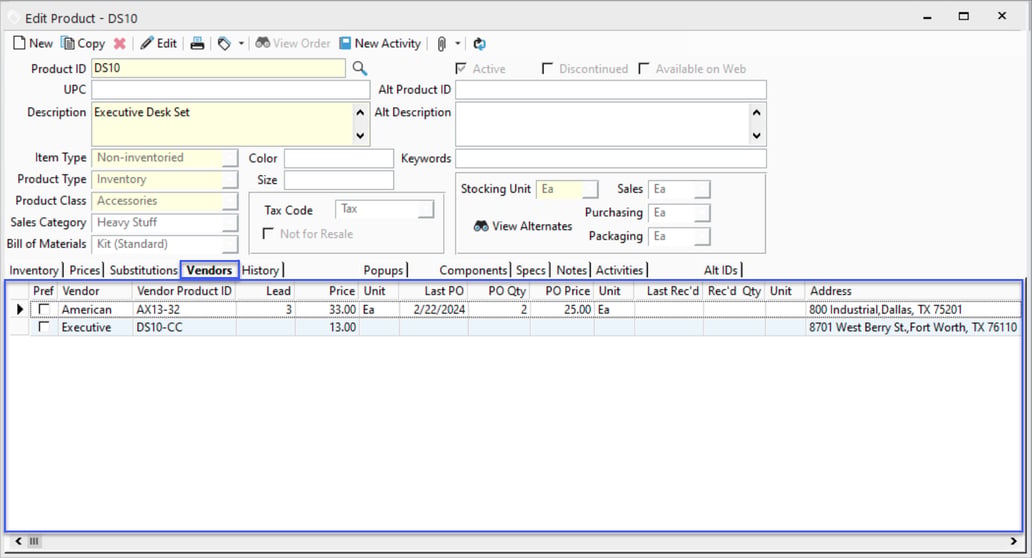 Commonly accessed database views for Product Information