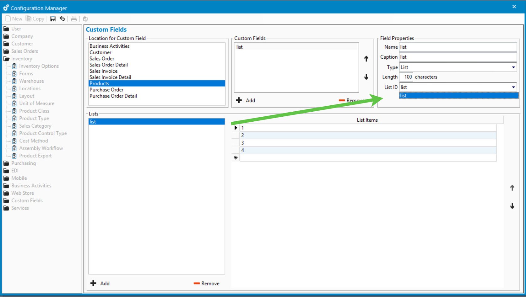Setting up and defining custom fields.