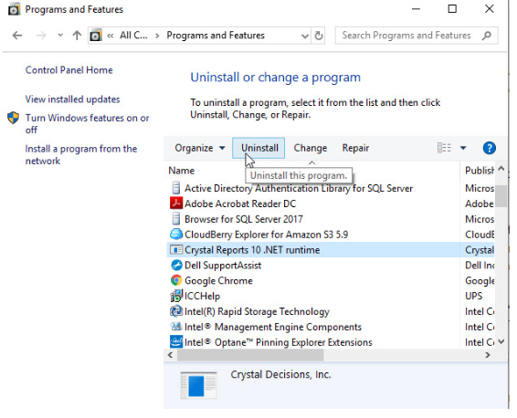crystal reports runtime engine